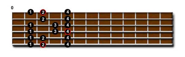 Major Scale Shape 1 Fingerings