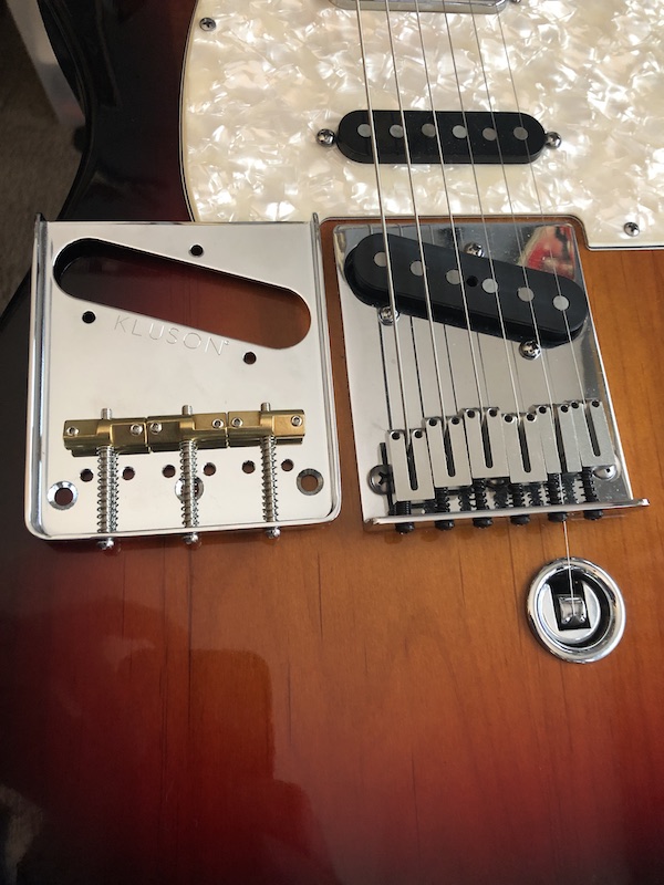 American Nashville B-Bender Telecaster stock bridge and Kluson vintage-style bridge